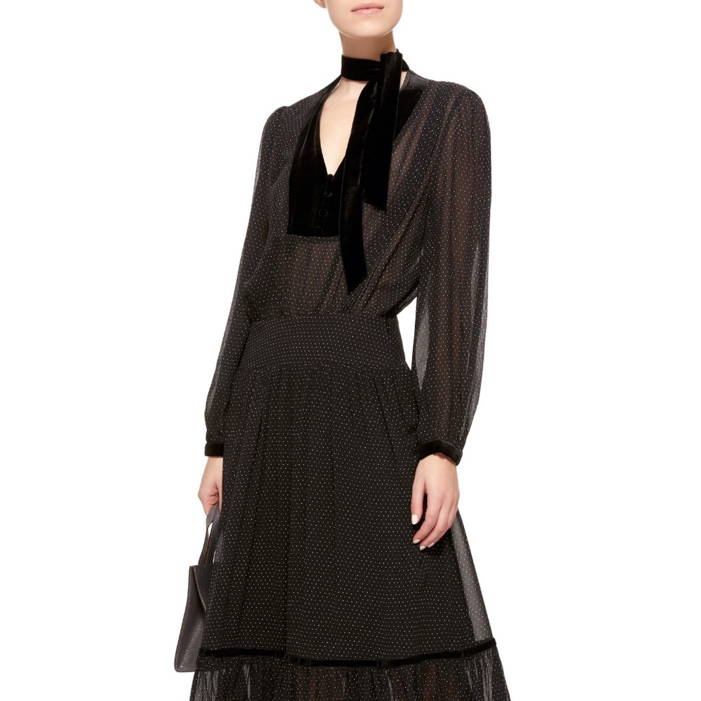 FRAME Chiffon + Velvet Dress